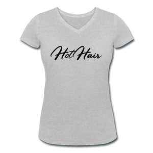 HotHair Women's Organic V-Neck T-Shirt - grå meleret