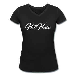 HotHair Women's Organic V-Neck T-Shirt - sort